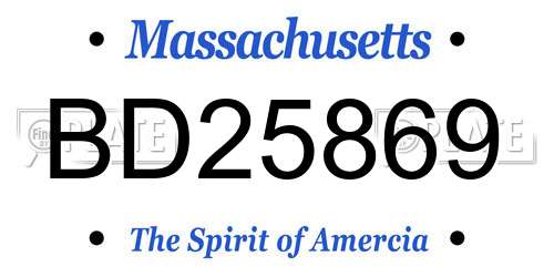 BD25869 Massachusetts License Plate