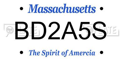 BD2A5S Massachusetts License Plate
