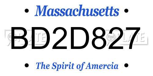 BD2D827 Massachusetts License Plate