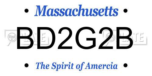 BD2G2B Massachusetts License Plate