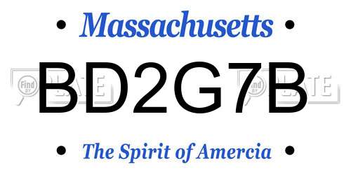 BD2G7B Massachusetts License Plate