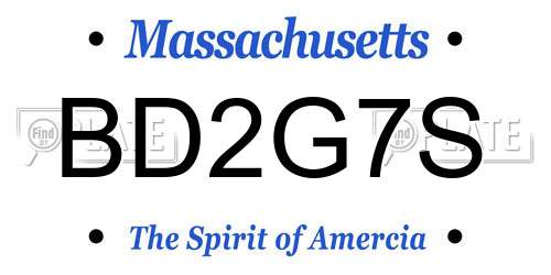 BD2G7S Massachusetts License Plate