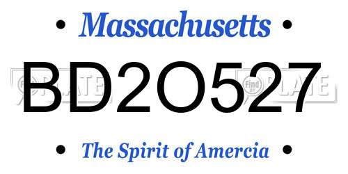BD2O527 Massachusetts License Plate