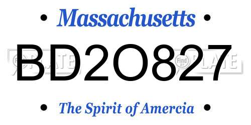 BD2O827 Massachusetts License Plate