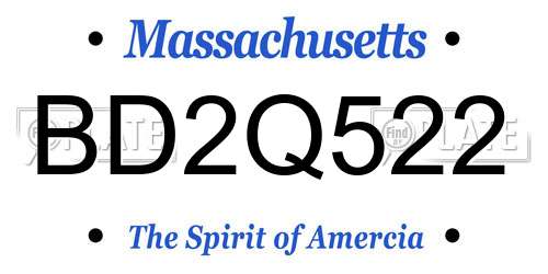 BD2Q522 Massachusetts License Plate