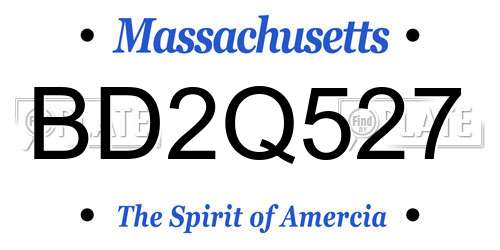 BD2Q527 Massachusetts License Plate