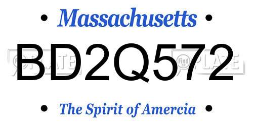 BD2Q572 Massachusetts License Plate
