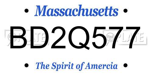 BD2Q577 Massachusetts License Plate
