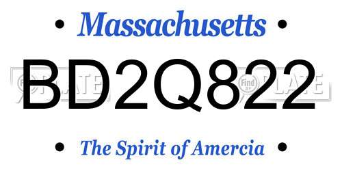 BD2Q822 Massachusetts License Plate