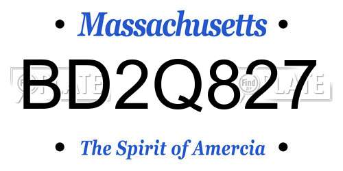BD2Q827 Massachusetts License Plate