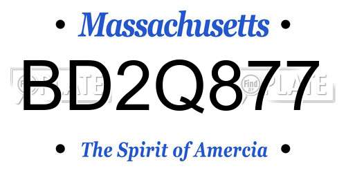 BD2Q877 Massachusetts License Plate