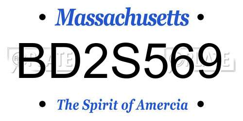 BD2S569 Massachusetts License Plate