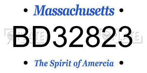 BD32823 Massachusetts License Plate