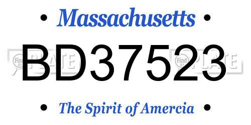BD37523 Massachusetts License Plate