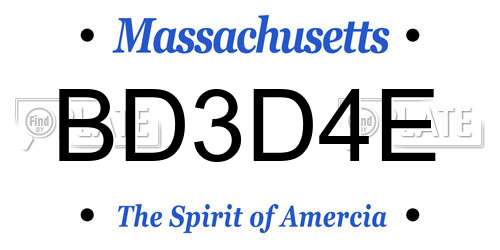 BD3D4E Massachusetts License Plate