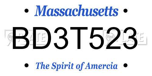 BD3T523 Massachusetts License Plate
