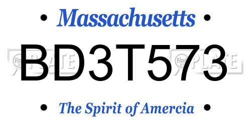BD3T573 Massachusetts License Plate