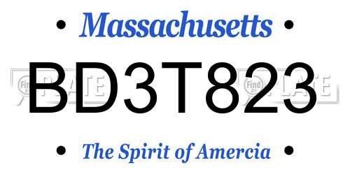 BD3T823 Massachusetts License Plate