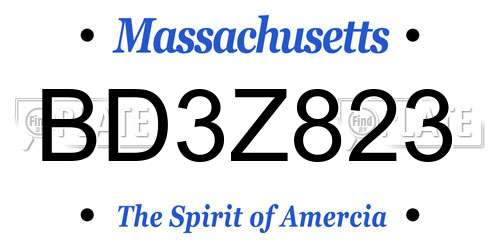 BD3Z823 Massachusetts License Plate