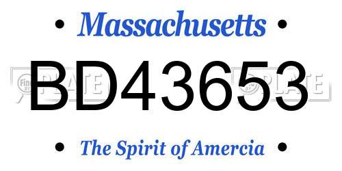 BD43653 Massachusetts License Plate