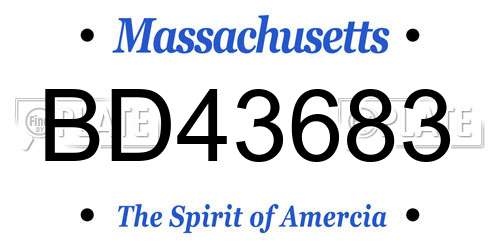 BD43683 Massachusetts License Plate