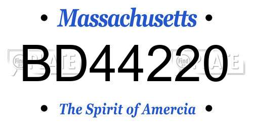 BD44220 Massachusetts License Plate
