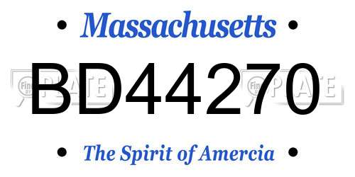 BD44270 Massachusetts License Plate