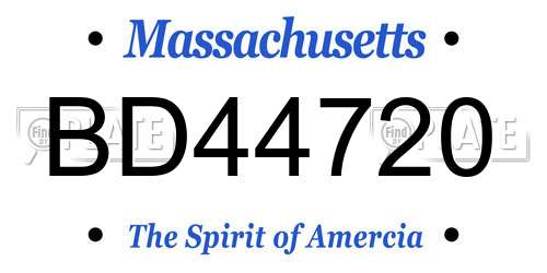 BD44720 Massachusetts License Plate