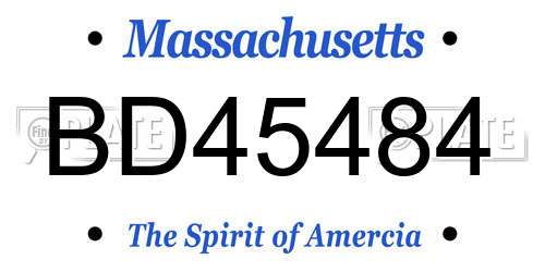 BD45484 Massachusetts License Plate
