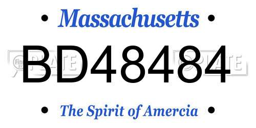 BD48484 Massachusetts License Plate