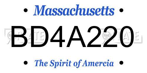 BD4A220 Massachusetts License Plate
