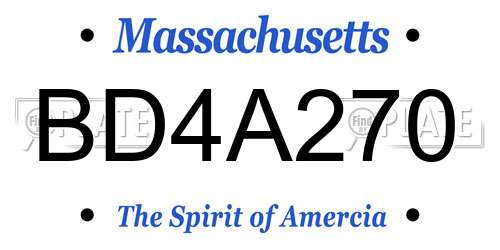 BD4A270 Massachusetts License Plate