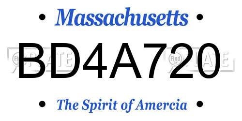 BD4A720 Massachusetts License Plate