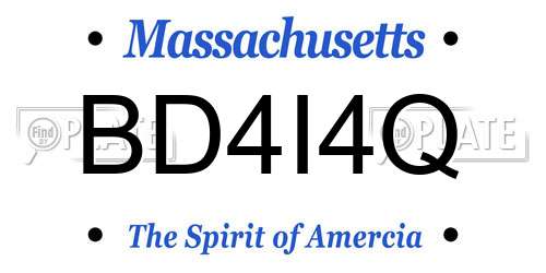 BD4I4Q Massachusetts License Plate