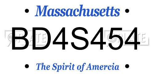 BD4S454 Massachusetts License Plate