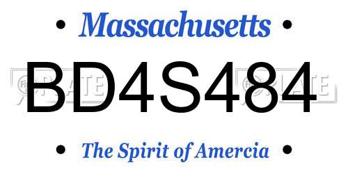 BD4S484 Massachusetts License Plate