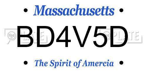 BD4V5D Massachusetts License Plate