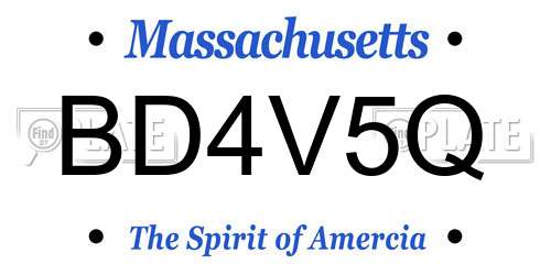 BD4V5Q Massachusetts License Plate