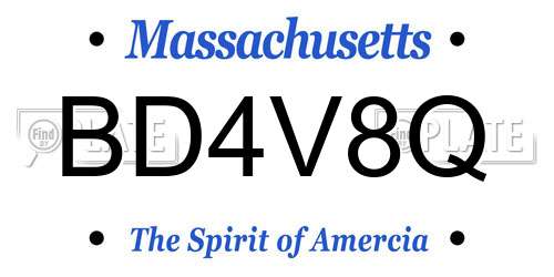 BD4V8Q Massachusetts License Plate
