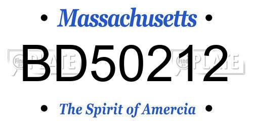 BD50212 Massachusetts License Plate
