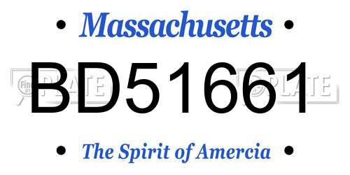 BD51661 Massachusetts License Plate