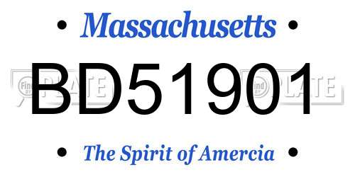 BD51901 Massachusetts License Plate