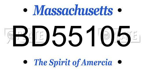 BD55105 Massachusetts License Plate