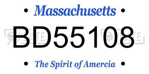 BD55108 Massachusetts License Plate