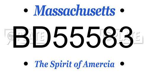 BD55583 Massachusetts License Plate
