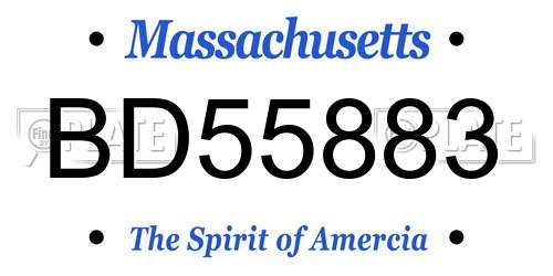 BD55883 Massachusetts License Plate