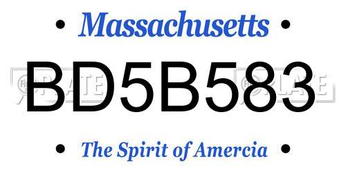 BD5B583 Massachusetts License Plate