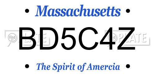 BD5C4Z Massachusetts License Plate