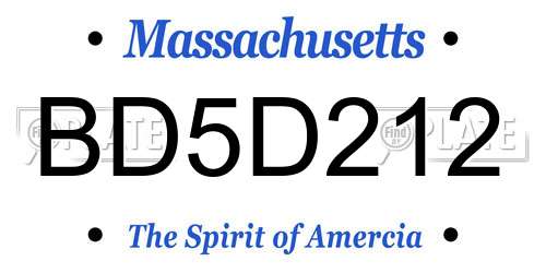 BD5D212 Massachusetts License Plate