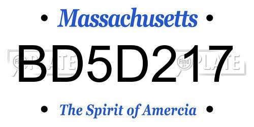 BD5D217 Massachusetts License Plate